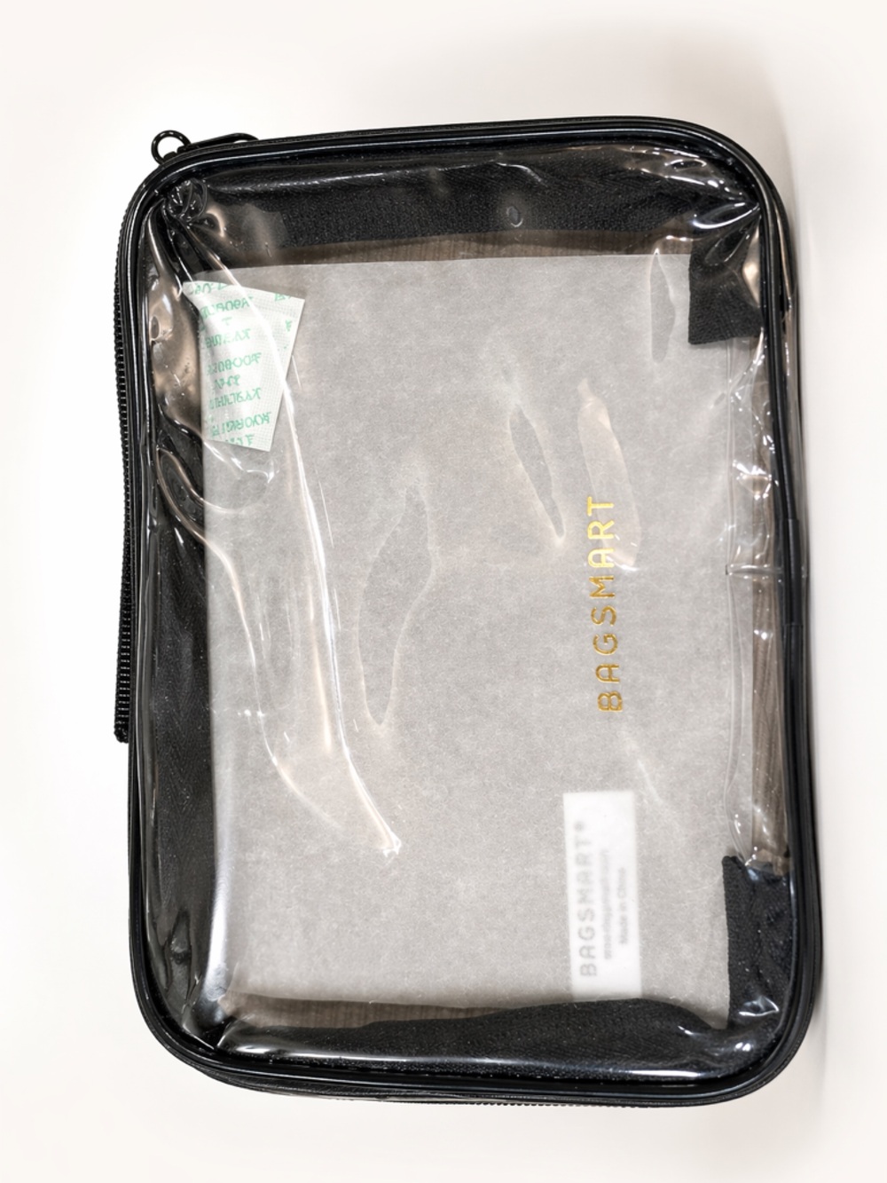 BAGSMART Clear Cosmetic Pouch with Black Trim NWT